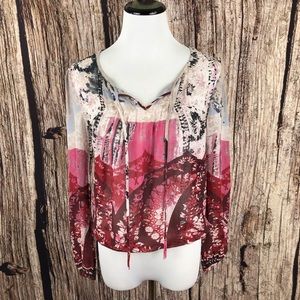 The Limited Women Floral Pink Blouse Top Silk Sz S